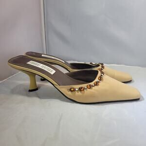 Marino boutique Womens Shoes Size 10 embellished cream dress mules kitten heel